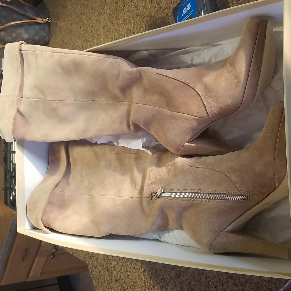 Michael Kors Adena Slouch Suntan Suede Boots  Sz 7.5 M